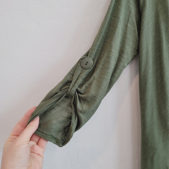 💕 Annabelle Open Front Green Cardigan Women's Size Large - Picture 12 of 13